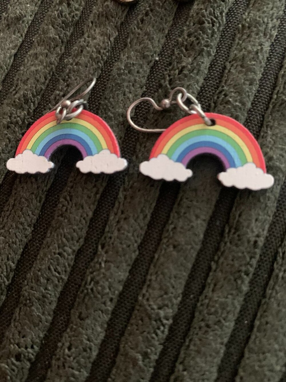 Pair of Wooden Rainbow Earrings
